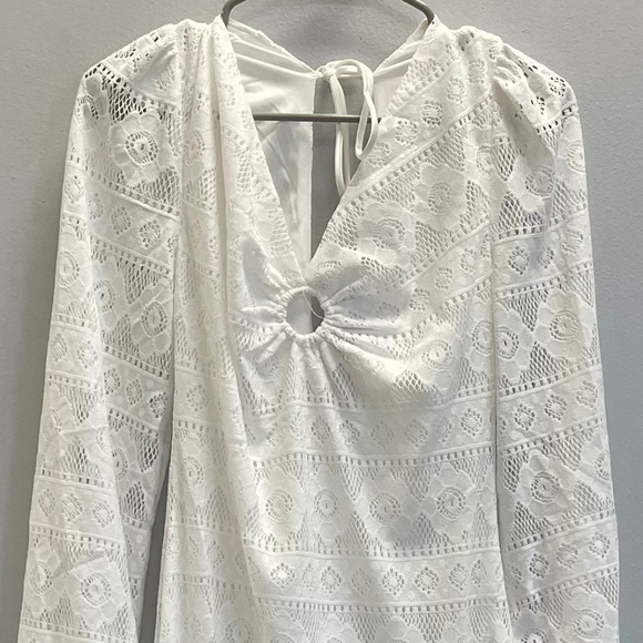 En Creme Long Sleeve Lace White Maxi Dress - Large - NWT - Picture 2 of 6